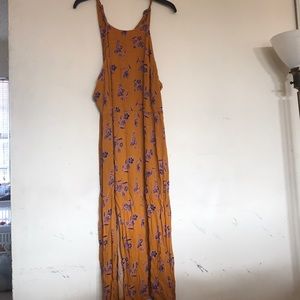 Mustard floral dress w/ two slits